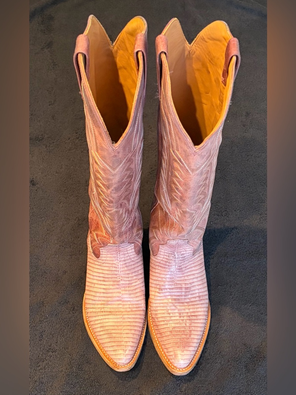 Tecovas Abby Frost Pink Lizard Cowgirl Boots - Picture 3 of 8